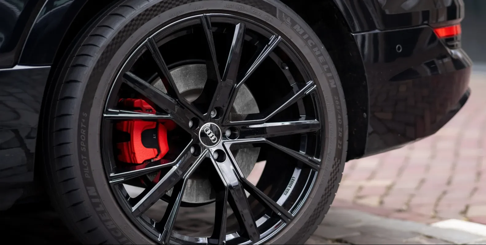 black alloy with red brake disc