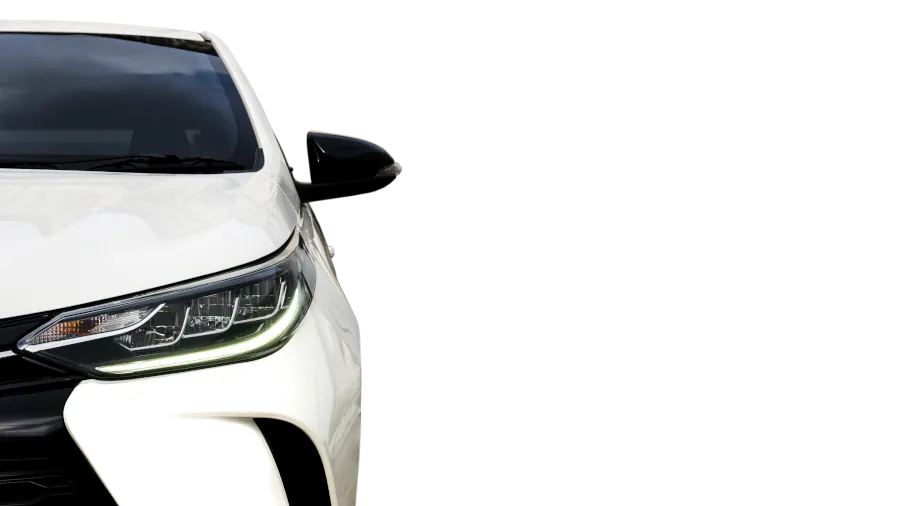 white lease car with lights